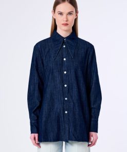 Denim Vicolo | Camicia Chambray Con Collo A Punta