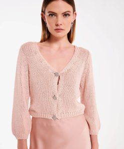 Collezione Vicolo | Cardigan Scollo A V Bottoni Gioiello