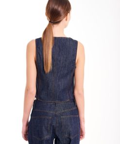 Collezione Vicolo | Gilet Gessato Dettaglio Denim