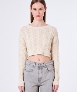 Collezione Vicolo | Pull Girocollo Intrecciato Cropped