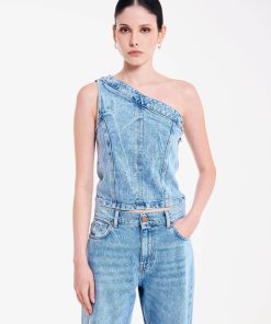 Denim Vicolo | Top Monospalla In Denim