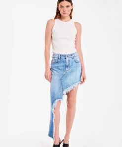 Denim Vicolo | Gonna Midi Asimmetrica In Denim